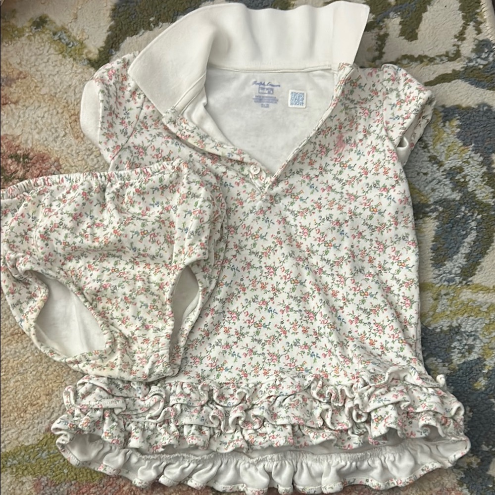Ralph Lauren Floral Kids Matching Set - White and Pink